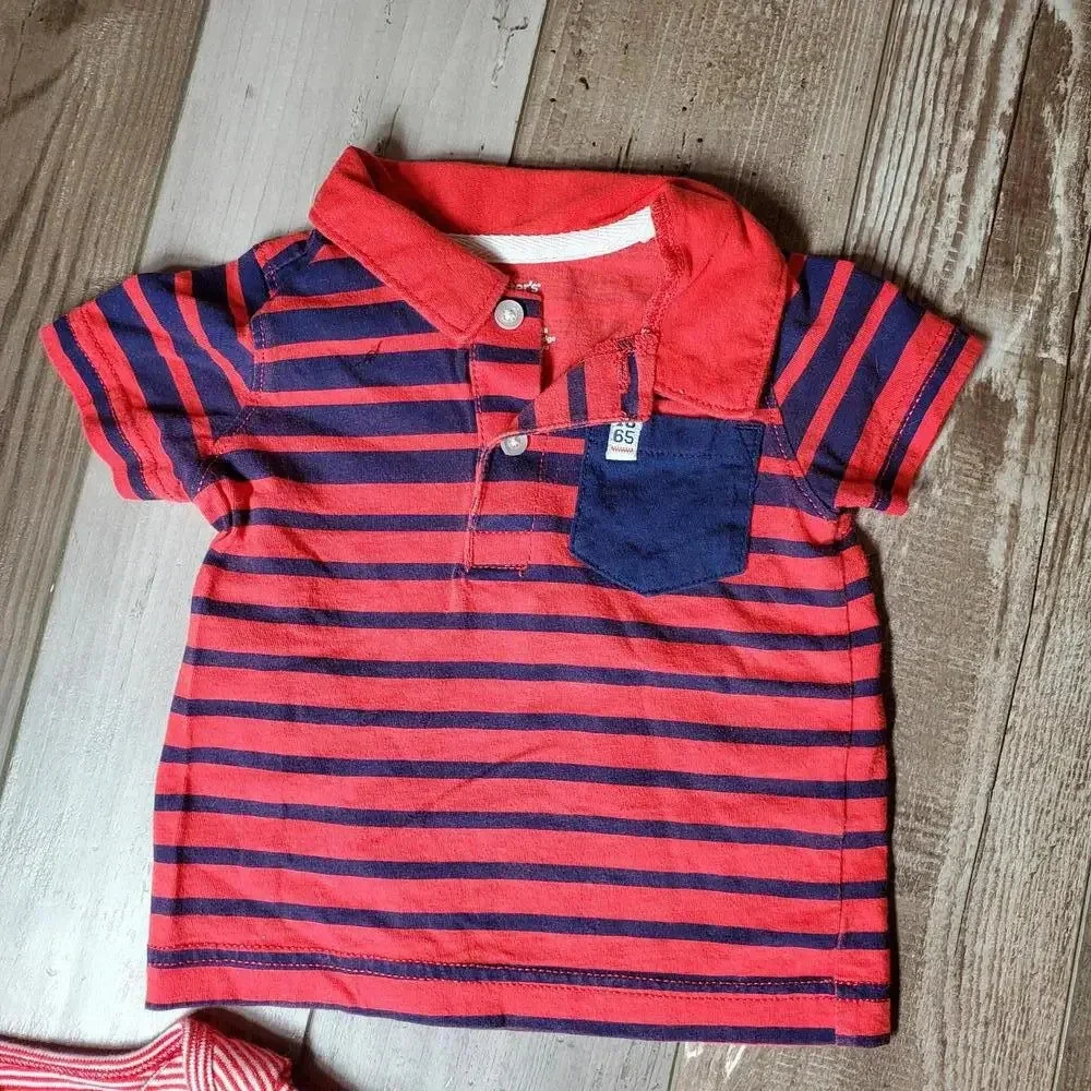 Carter's 3 Piece Baby Boy 6m Top Bundle 100% Cotton Red Blue NWOT